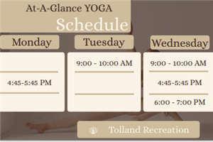 YOGA At-A-Glance Weekly Schedule