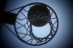 Basketball in hoop.